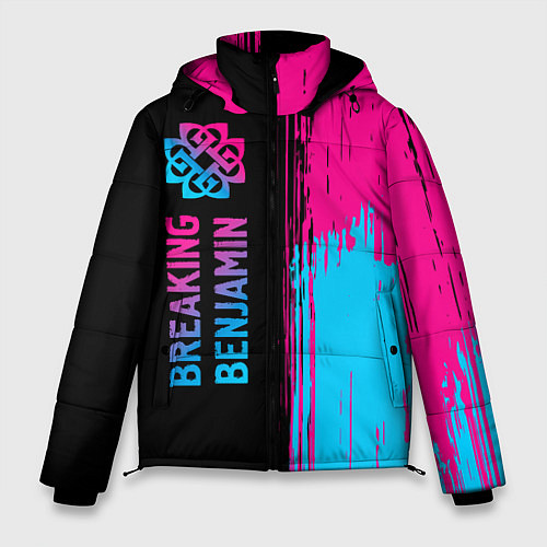 Мужская зимняя куртка Breaking Benjamin - neon gradient: по-вертикали / 3D-Черный – фото 1