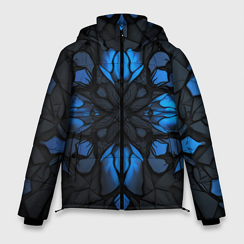 Мужская зимняя куртка Синий абстрактный узор на плитах / 3D-Красный – фото 1