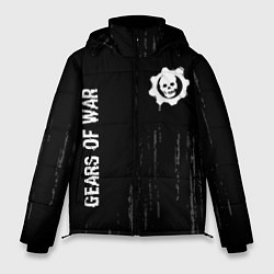 Мужская зимняя куртка Gears of War glitch на темном фоне: надпись, симво