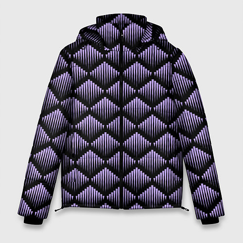 Мужская зимняя куртка Фиолетовые выпуклые ромбы / 3D-Черный – фото 1
