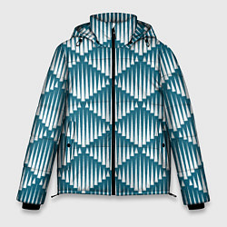 Куртка зимняя мужская Большие синие вдавленные ромбы, цвет: 3D-черный