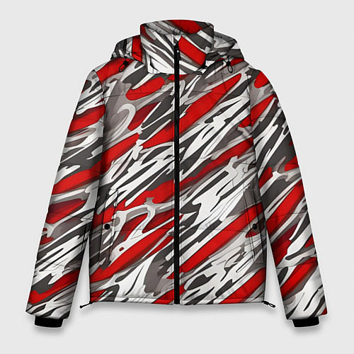Мужская зимняя куртка Красные полосы за субстанцией / 3D-Черный – фото 1