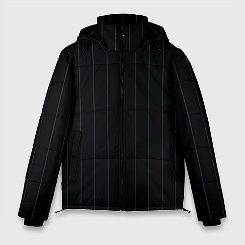 Мужская зимняя куртка Чёрно-синий полосатый / 3D-Черный – фото 1