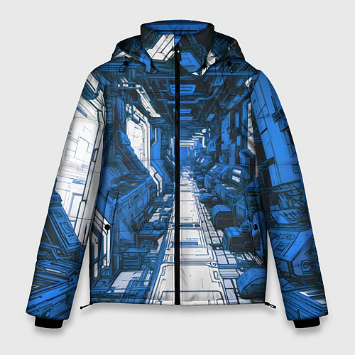 Мужская зимняя куртка Синяя комната киберпанк / 3D-Черный – фото 1