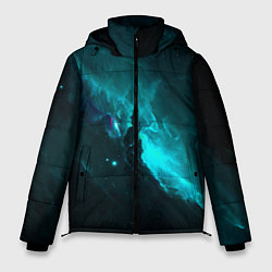 Куртка зимняя мужская Голубое свечение в космосе, цвет: 3D-черный