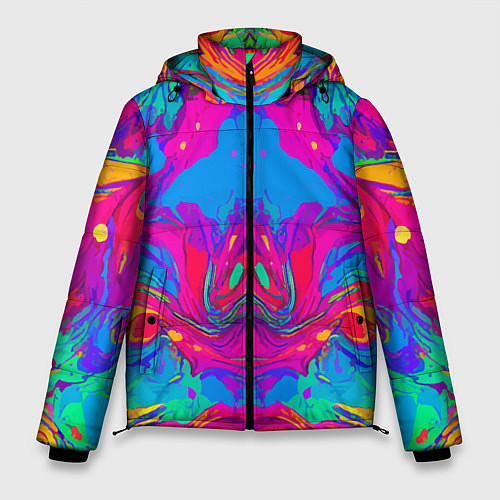 Мужская зимняя куртка Красочная зеркальная абстракция - мода - нейросеть / 3D-Черный – фото 1