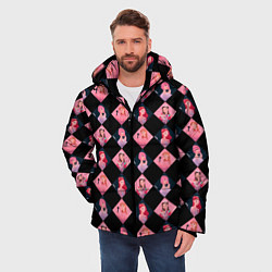 Куртка зимняя мужская Клеточка black pink, цвет: 3D-черный — фото 2