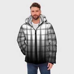 Куртка зимняя мужская Черная градиентная клетка, цвет: 3D-светло-серый — фото 2