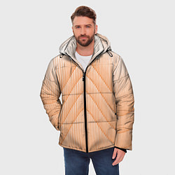 Куртка зимняя мужская Полосатый оранжевый градиент, цвет: 3D-светло-серый — фото 2