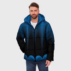 Куртка зимняя мужская Сине-черный градиент в полоску, цвет: 3D-черный — фото 2