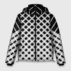 Куртка зимняя мужская Черно-белые ромбы и клетки, цвет: 3D-светло-серый