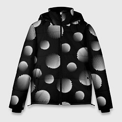 Куртка зимняя мужская Шары в полоску на черном фоне, цвет: 3D-черный