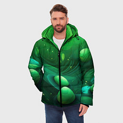Куртка зимняя мужская Зеленые выпуклые шары текстура, цвет: 3D-светло-серый — фото 2