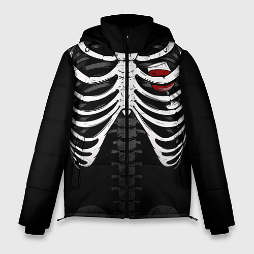 Мужская зимняя куртка Скелет: ребра с винишком / 3D-Черный – фото 1