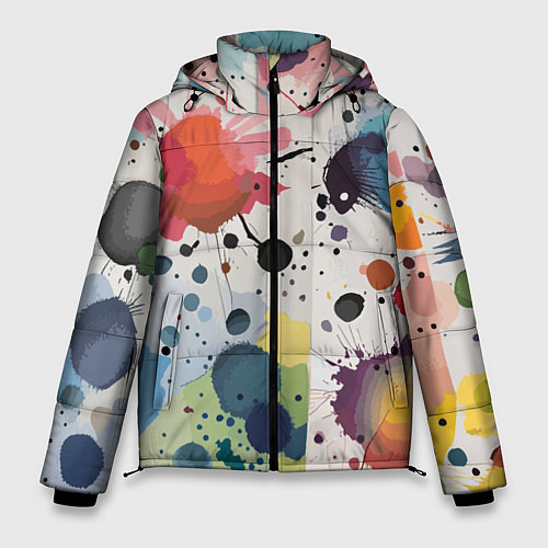 Мужская зимняя куртка Colorful blots - vogue - abstraction / 3D-Черный – фото 1