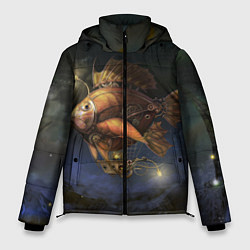 Куртка зимняя мужская Рыба-дирижабль в ночи, цвет: 3D-красный
