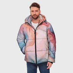 Куртка зимняя мужская Розовый рассвет абстрактный узор, цвет: 3D-светло-серый — фото 2