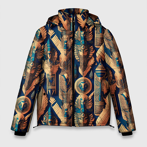 Мужская зимняя куртка Золотые узоры Египта и Рима / 3D-Черный – фото 1