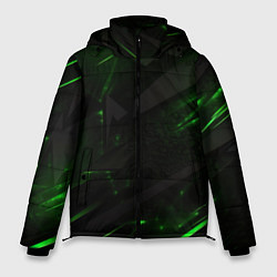 Куртка зимняя мужская Dark black green abstract, цвет: 3D-черный