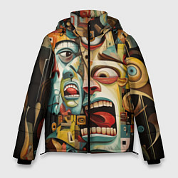 Куртка зимняя мужская Живопись с лицами в стиле Пабло Пикассо, цвет: 3D-светло-серый