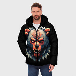 Куртка зимняя мужская С разъяренным медведем, цвет: 3D-черный — фото 2