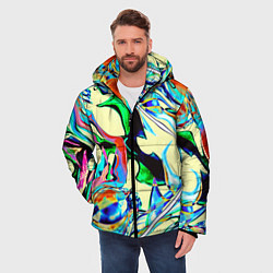 Куртка зимняя мужская Яркие абстрактные разводы, цвет: 3D-красный — фото 2