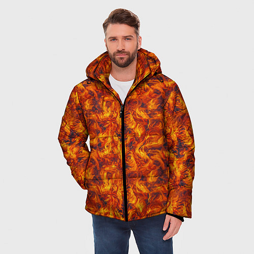 Мужская зимняя куртка Огненный узор / 3D-Светло-серый – фото 3
