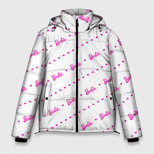 Мужская зимняя куртка Барби паттерн - логотип и сердечки / 3D-Черный – фото 1