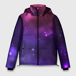 Куртка зимняя мужская Разноцветный космос - неоновое свечение, цвет: 3D-черный