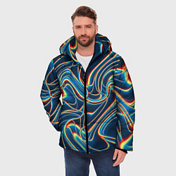 Куртка зимняя мужская Abstract waves, цвет: 3D-светло-серый — фото 2
