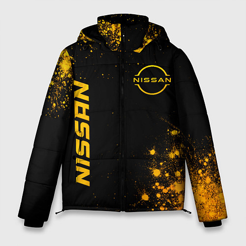 Мужская зимняя куртка Nissan - gold gradient: надпись, символ / 3D-Черный – фото 1