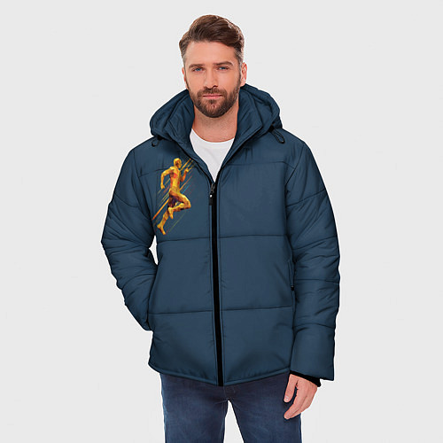 Мужская зимняя куртка Золотой бегущий человек / 3D-Светло-серый – фото 3