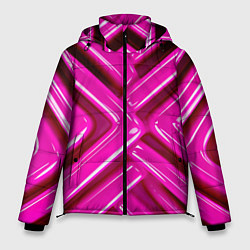 Куртка зимняя мужская Розовые абстрактные трубочки, цвет: 3D-черный
