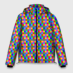 Куртка зимняя мужская Разноцветные маленькие квадраты, цвет: 3D-черный