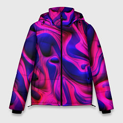 Куртка зимняя мужская Pink blue abstract, цвет: 3D-светло-серый