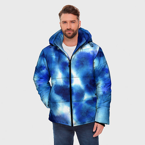 Мужская зимняя куртка Акварельные абстрактные пятна напоминающие космос / 3D-Светло-серый – фото 3