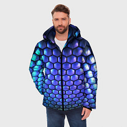 Куртка зимняя мужская Цветные соты - объемная абстракция, цвет: 3D-черный — фото 2