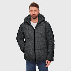 Куртка зимняя мужская Кожаная чёрная текстура, цвет: 3D-светло-серый — фото 2