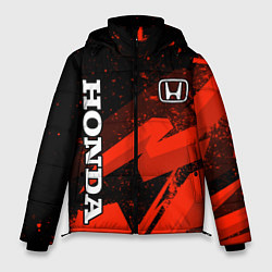 Куртка зимняя мужская Honda - красная абстракция, цвет: 3D-светло-серый