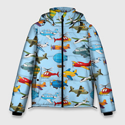 Куртка зимняя мужская Самолёты и вертолёты, цвет: 3D-красный