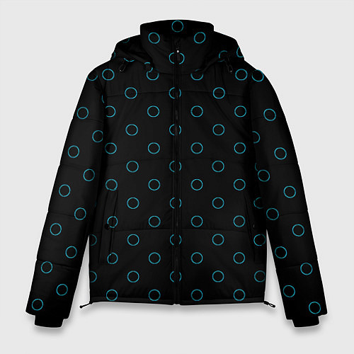 Мужская зимняя куртка Неоновые круги на чёрном фоне / 3D-Черный – фото 1