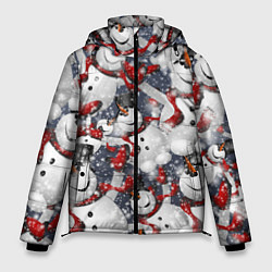 Куртка зимняя мужская Зимний паттерн со снеговиками, цвет: 3D-красный