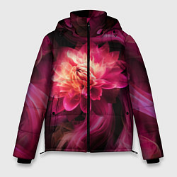 Мужская зимняя куртка Розовый цветок в огне - нейросеть
