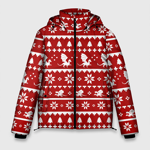 Мужская зимняя куртка Dragon year pattern / 3D-Красный – фото 1