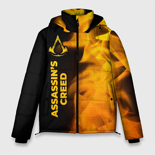 Мужская зимняя куртка Assassins Creed - gold gradient: по-вертикали / 3D-Черный – фото 1