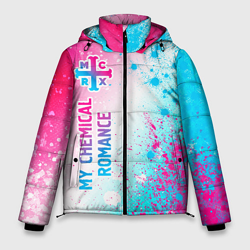 Мужская зимняя куртка My Chemical Romance neon gradient style: по-вертик / 3D-Черный – фото 1