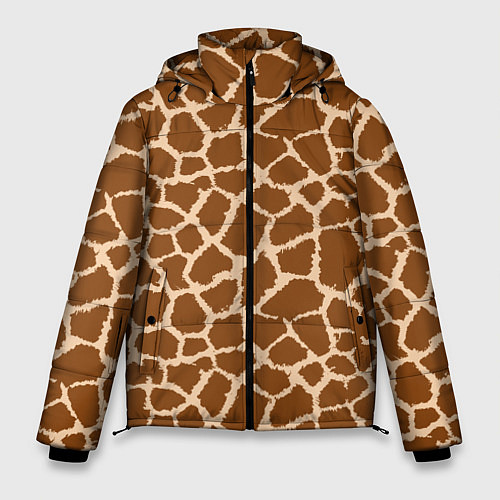 Мужская зимняя куртка Кожа жирафа - giraffe / 3D-Черный – фото 1