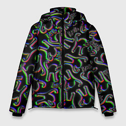 Куртка зимняя мужская Ъуъ съука глитч паттерн, цвет: 3D-черный