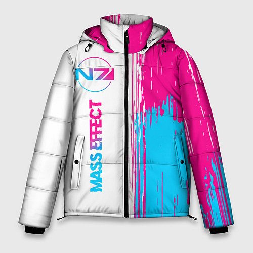 Мужская зимняя куртка Mass Effect neon gradient style: по-вертикали / 3D-Черный – фото 1