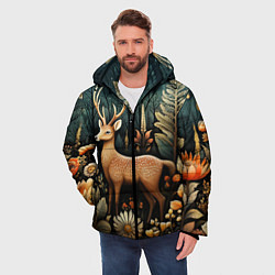 Куртка зимняя мужская Лесной олень в стиле фолк-арт, цвет: 3D-черный — фото 2